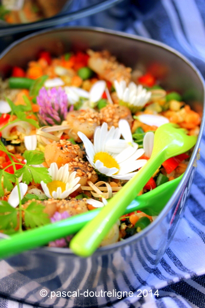 salade de quinoa aux saint jacques et marguerite